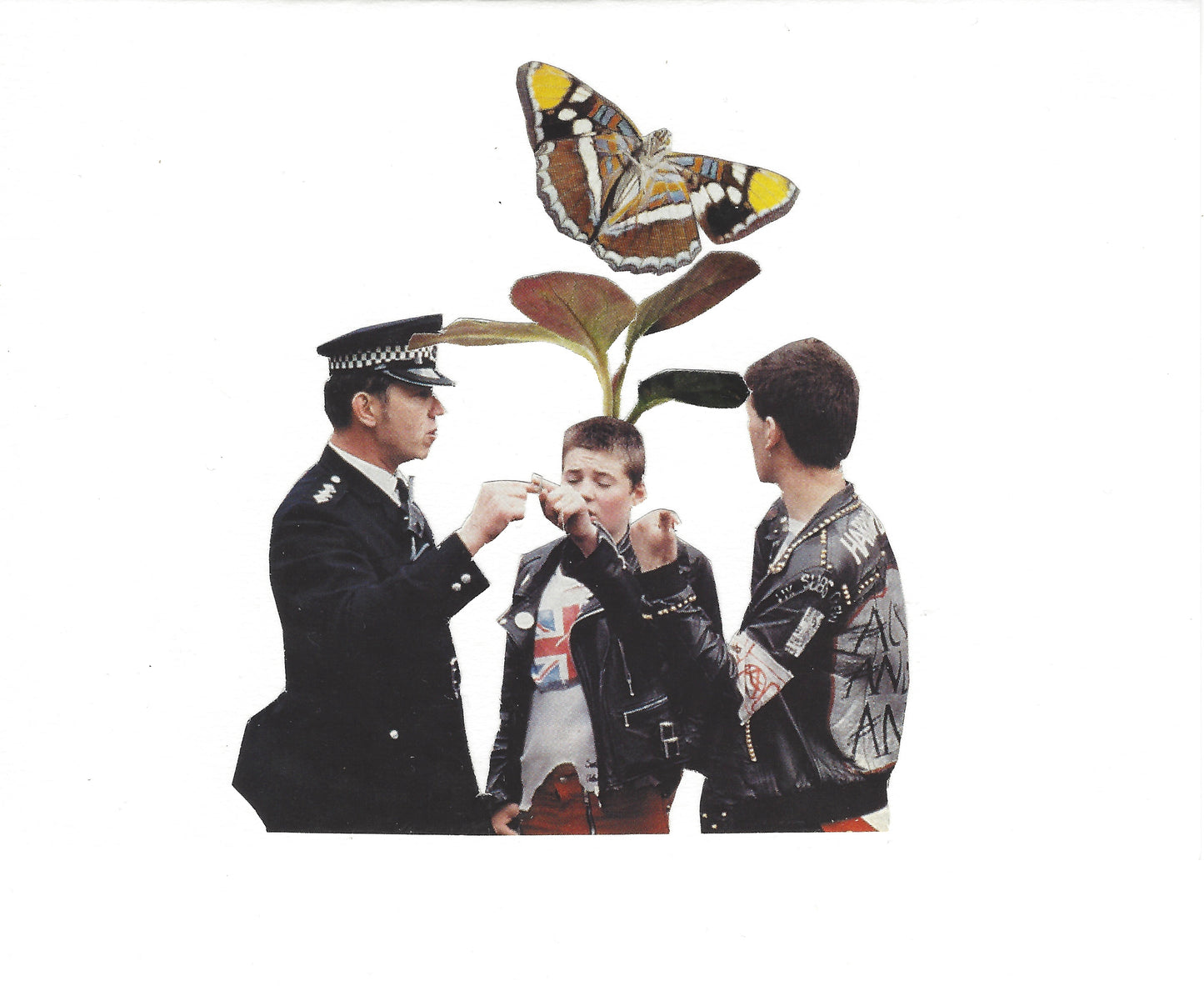 Affiche Critical Disco - Collage 013. Police, fleur et papillon.